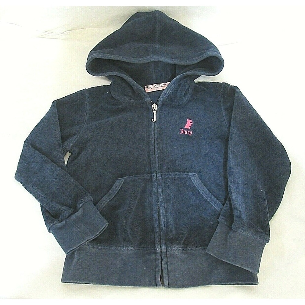 Juicy Couture Toddler 3T Navy Blue Terry Cloth Long Sleeve Zip Front Sweatshirt